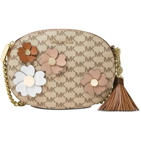 Michael Kors 3D FLORA APPLIQUE GINNY With Tassel MEDIUM MESSENGER Crossbody Bag - Picture 1 of 9